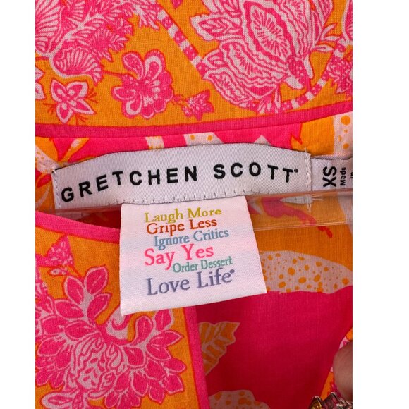 Gretchen Scott Orange Pink Floral Tunic Top XS - Picture 3 of 9